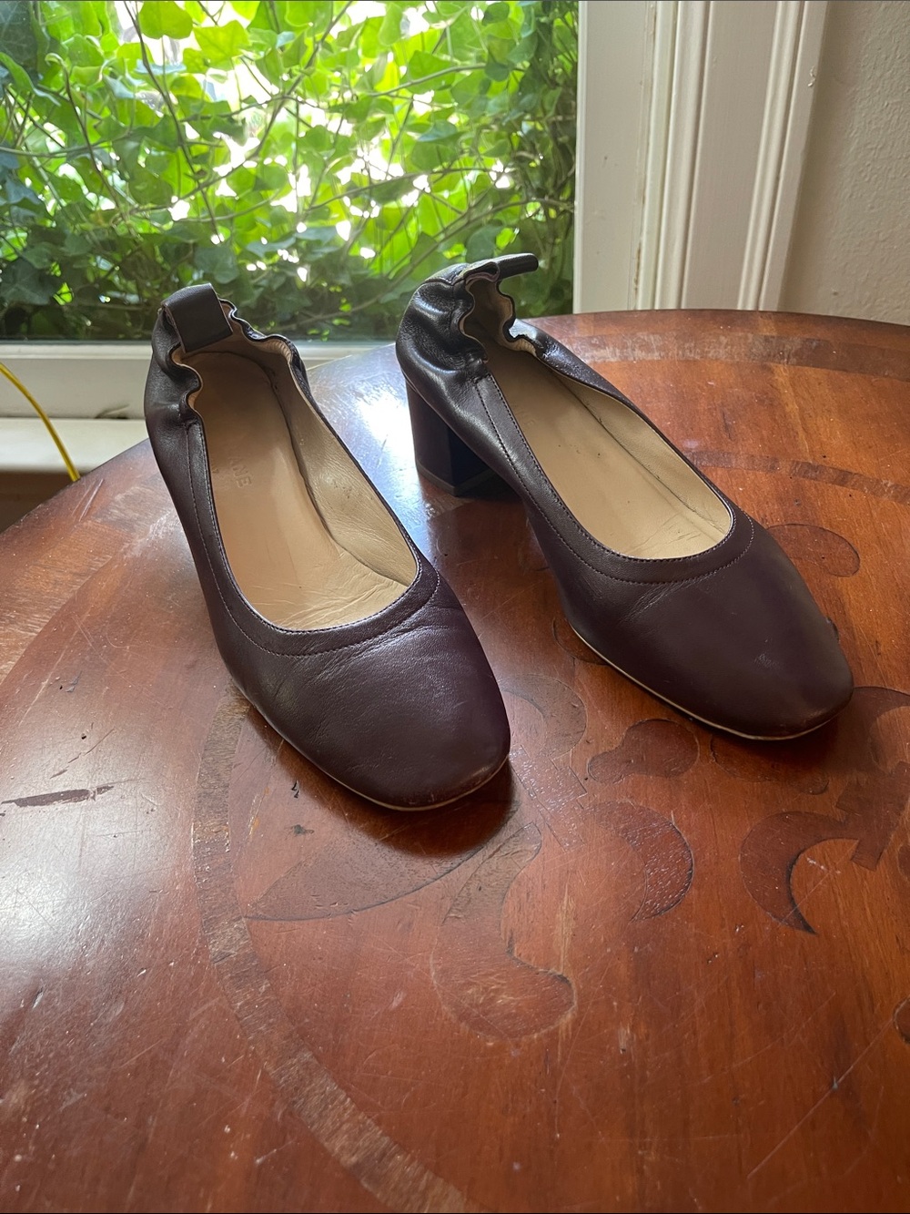 Everlane Brown Leather Block Heel Pumps
